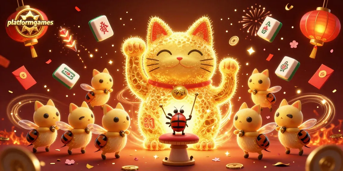 Experience thrilling gameplay on platformgames with a dynamic lucky cat filled with casino symbols.