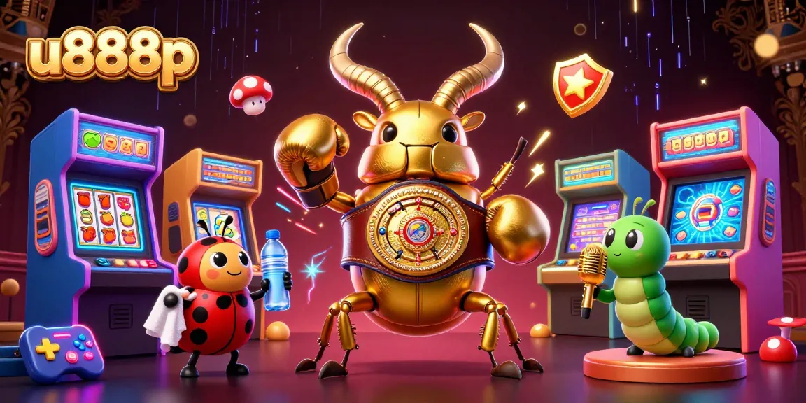 Enjoy thrilling gameplay at u888p, featuring vibrant 3D illustrations and engaging slot machine elements.