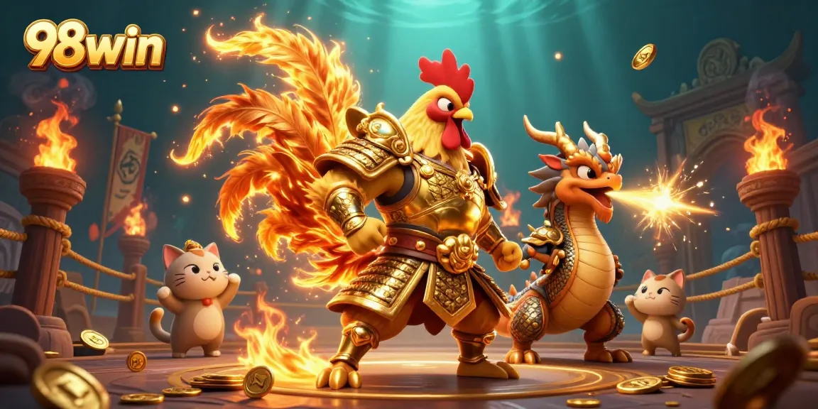 Experience thrilling fun with 98win’s dynamic casino adventures surrounded by warriors and dragons.