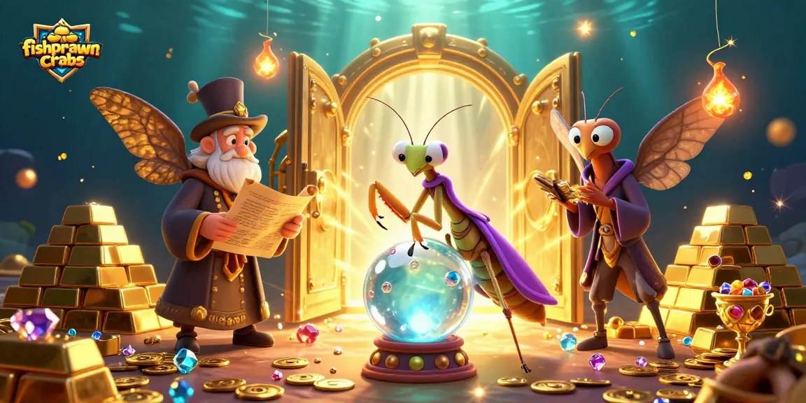 Engage in thrilling fishprawncrabs gameplay amid mystical fortune tellers and treasure!