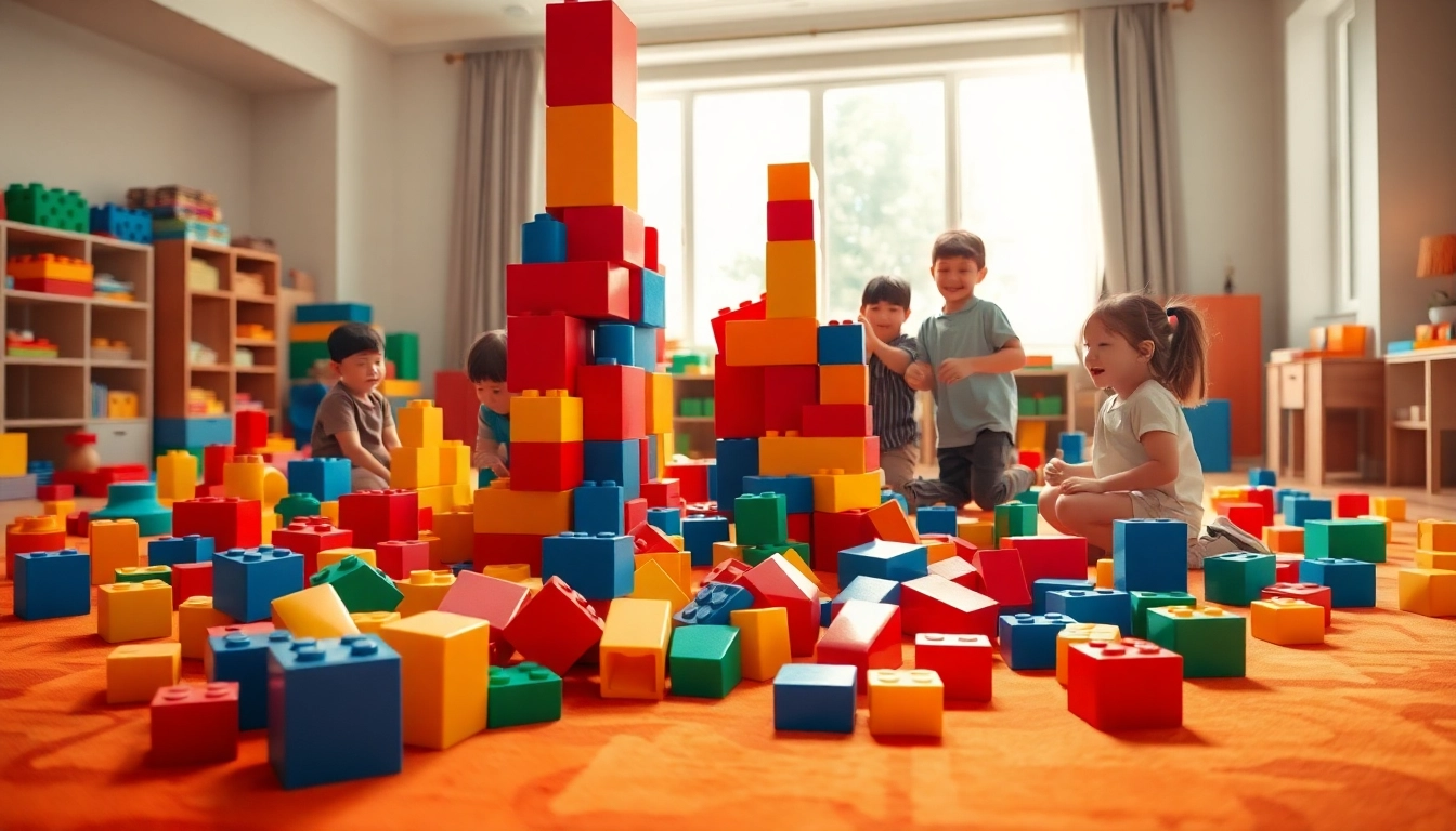 Watch children joyfully stack giant building blocks in a vibrant playroom to discover more about fun indoor adventures.