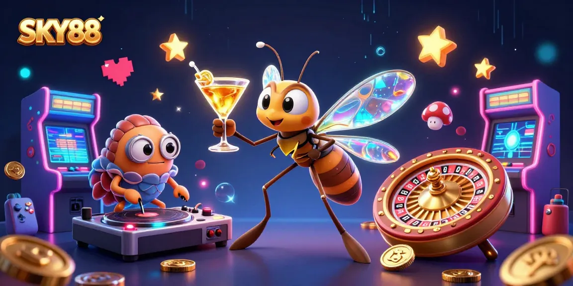 Experience the thrill of SKY88 with vibrant casino gaming featuring animated characters and high-energy visuals.