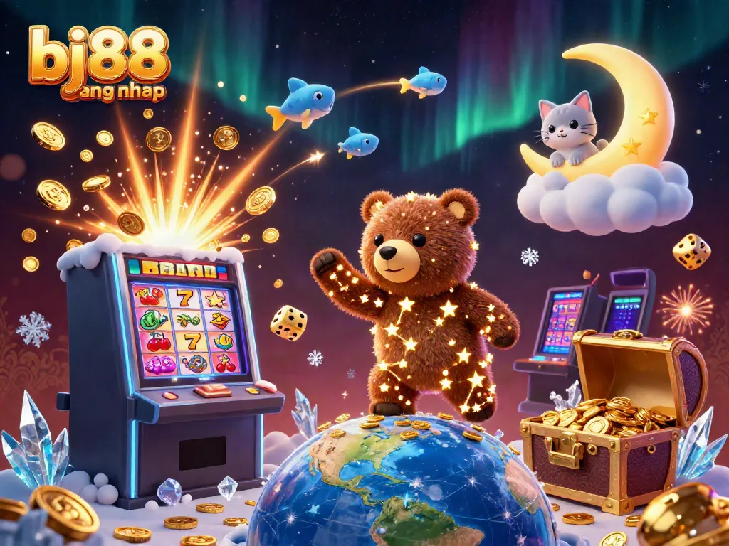 Experience the magic of bj88 dang nhap with vibrant colors, golden coins, and dynamic casino symbols.
