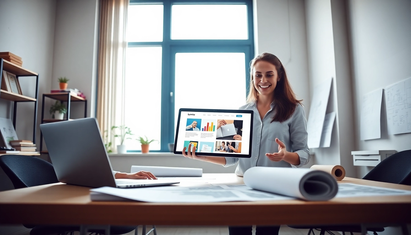 Showcasing engaging Edmonton web design consultation with modern digital elements.