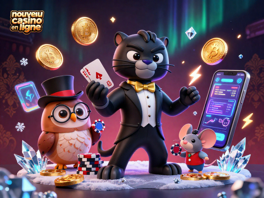 Découvrez le nouveau casino en ligne avec une illustration dynamique des jeux de cartes, des pièces de crypto et des personnages uniques.