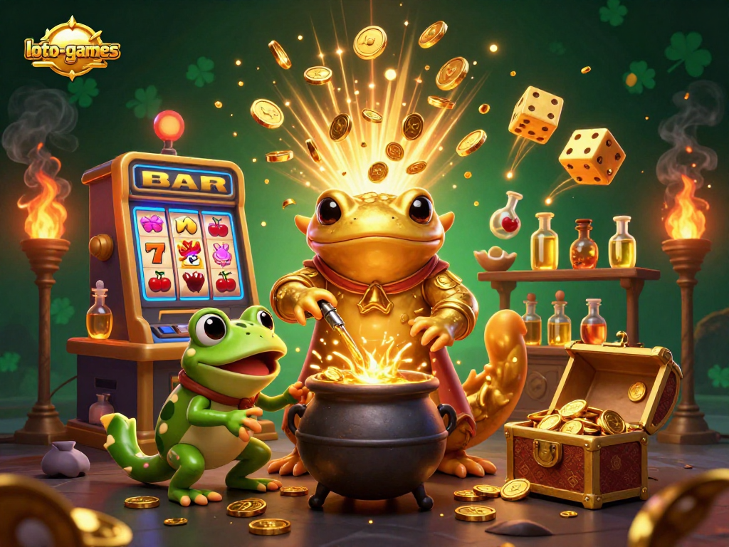 Experience thrilling loto-games with a golden salamander alchemist and jackpots bursting with coins.