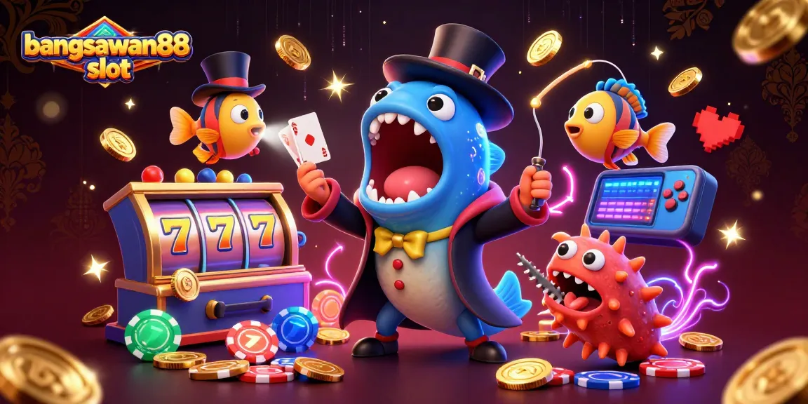 Experience the excitement of bangsawan88 slot with vibrant 3D casino elements and whimsical characters.