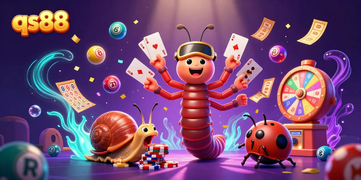 Engage in exciting gaming at qs88, featuring a whimsical millipede dealer and a snail high-roller.