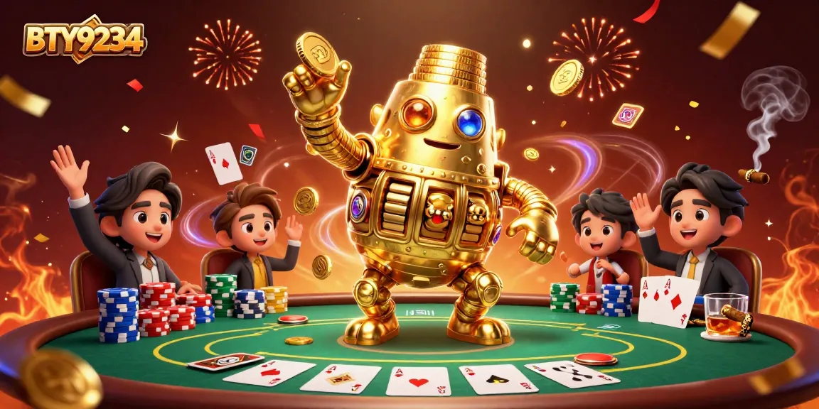 Experience the excitement of BTY9234 with a dynamic poker scene featuring a golden golem.